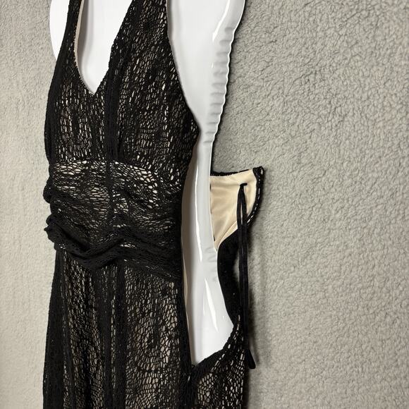 vtg Nine West Halter Dress Women sz 10 Mesh Spider Black Dark Fairy Whimsigoth - Picture 3 of 14